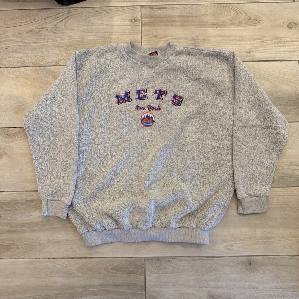 Vintage 90s New York Mets Sweatshirt Men's 2XL XXL Stitches Gray Embroidered